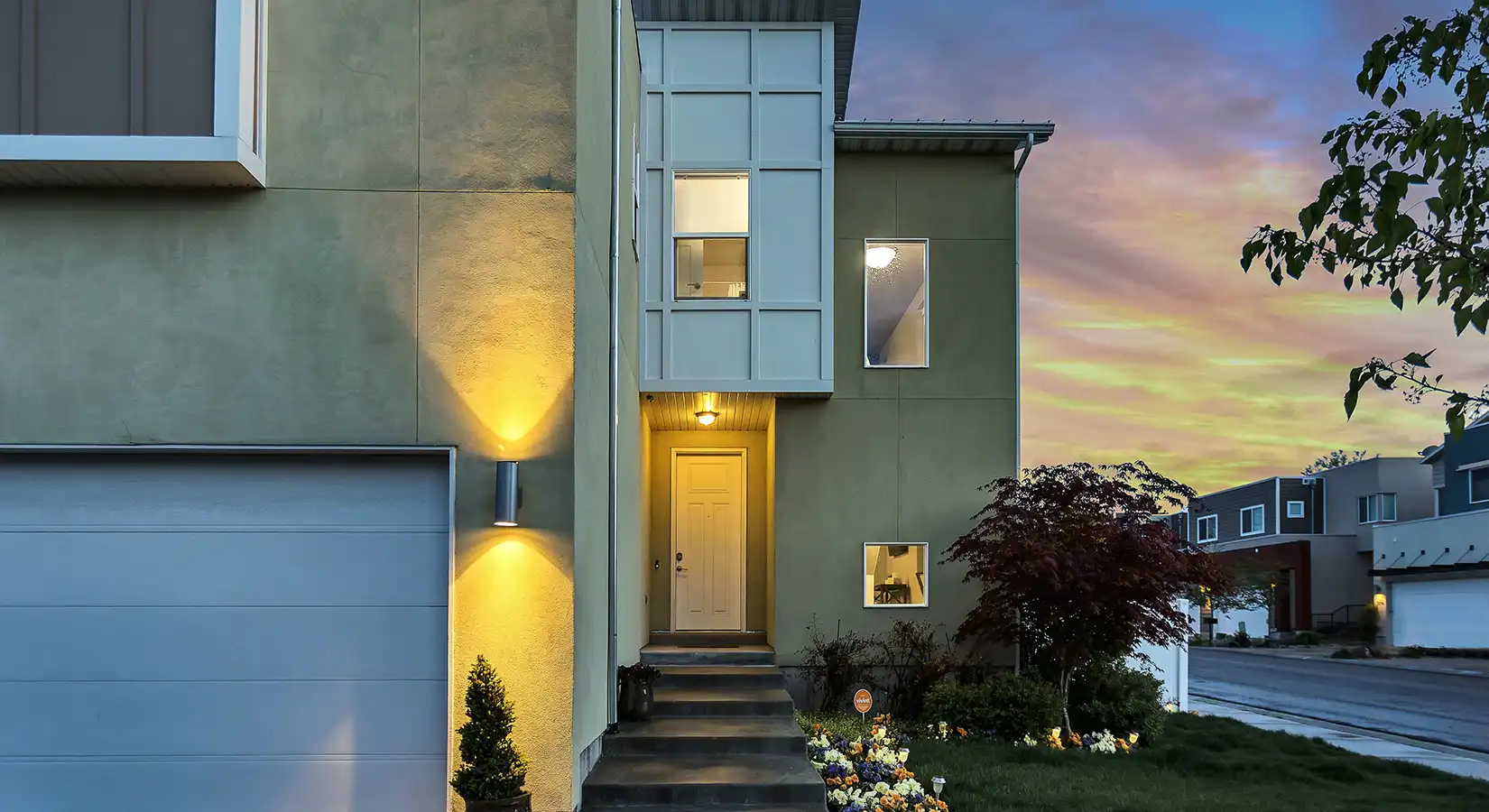 House with sunset.